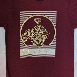 Burgundy Tiger and Diamond T shirt size small